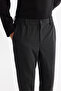 Men's Black Side Elastic Pleated Plaid Double Leg Slim Fit Trousers A42Y3043 - 4