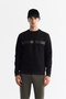 Men's Black Crew Neck Cotton Printed Elastane Regular Fit Sweatshirt A42Y1260