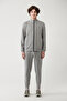 Men's Gray Stand Collar Printed Soft Touch Printed Regular Fit Sweatshirt A41Y1225 - 6