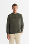 Men's Khaki Crew Neck 3 Thread Raised Printed Regular Fit Sweatshirt A42Y1306