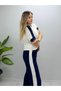 Women's Modal Fabric Stripe Detailed Comfortable Cut Soft Textured Daily Sports Tracksuit Set - 3