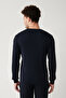 Men's Navy Blue Crew Neck Wool Blended Knitwear Sweater A32Y5052 - 5
