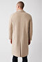 Men's Beige Wool Hidden Placket Raglan Sleeve Long Stamp Coat A32Y6102 - 5