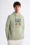 Men's Mint Green Hooded Cotton Printed Elastane Regular Fit Sweatshirt A42Y1321 - 2