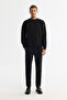 Men's Black Crew Neck Printed Elastane Regular Fit Sweatshirt A42Y1275 - 6