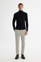 Men's Black Full Turtleneck Wool Blend Jacquard Knitwear Regular Fit Sweater A42Y5074 - 5