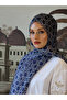 Striped Monogram Patterned Wool Silk Shawl - Navy Blue - 5