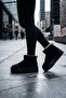 Women's Suede Furry Inside High Thick Sole Winter Outdoor Boots Black - 3