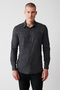 Men's Black Classic Collar 100% Cotton Textured Shirt A32Y2096 - 3