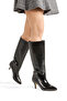 Women's Black Wrinkled Patent Leather Heeled Pointed Toe Boots - 2