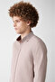 Men's Brown Seersucker Bottom Button Collar Striped Shirt A31Y2084 - 2