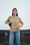 Women's Camel Crew Neck Long Sleeve Slim Knitwear - 3