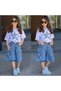 Girl's Star Printed Oversized T-Shirt & Denim Shorts Combination – Stylish Summer Set 2535m - 5