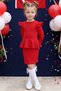 Girl's Diana Red Long Sleeve Dress with Flounce Skirt and Ruffle Detail, October 29 Show Outfit - 9