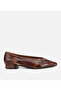Women's Leather Brown Snake Patterned Ballerinas