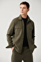 Men's Khaki Classic Collar Diagonal Double Pocket Shirt A32Y2092 - 2
