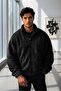 Men's Black Oversize Zippered Plush Coat