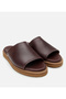 Men's Leather Brown Ultra Light Sole Slippers - 2