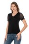 Women's T-Shirt with Lace Sleeves and V-Neck - 2