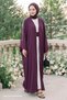 Dökümlü Taşlı Elbiseli Mor Abaya
