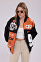 Women's Oversize Printed Leather Biker Coat Zippered Racer Jacket Lined Bomber College Coat - 4