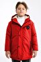 Boy's Removable Hooded Windproof Red Winter Coat & Parka
