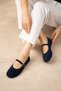 Ruby Women's Round Toe Thin Strap Buckle Stylish Casual Genuine Leather Ballerinas - 7