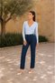 Women's Corded Fabric Double-Breasted V-Neck Long Sleeve Blouse – Stretchy Bodycon Slim Fit, Stylish Crop 3017 - 4