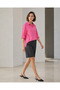 Women's Pink Long Sleeve Basic Shirt with Folded Sleeves and Buttons – Comfortable Fit Summer Shirt - 3