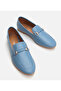 Women's Leather Blue Loafer - 3