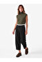Pile Detailed Regular Waist Barrel Pants with Side Pockets