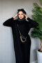 Corded Knitwear Dress Black - 3