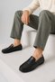 Fv115 Genuine Leather Men's Loafer Shoes Black - 3