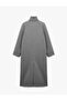 Balloon Sleeves Buttoned Stand Collar Oversize Cashmere Long Coat - 6