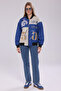 Women's Oversize Printed Leather Biker Coat Zippered Racer Jacket Lined Bomber College Coat - 5