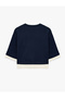 Color Blocked Regular Fit Crew Neck 3/4 Sleeve Basic Sweatshirt - 6