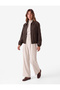 Loose Fit Classic Collar Long Sleeve Zippered Striped Bomber Jacket