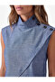 Asymmetrical Cut Buttoned Layered High Neck Sleeveless Blouse - 5