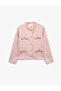 Crew Neck Long Sleeve Tweed Jacket with Pockets and Metal Buttons - 6
