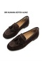 Genuine Leather Suede Tassel Detailed Women's Loafer Shoes - 3