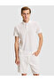 White Slim Fit Buttoned Polo Collar T-Shirt 50302608-Vr013