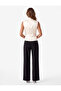 Asymmetrical Detailed Sleeveless Double Breasted Collar Gathered Satin Blouse - 4