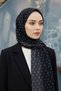 Krep Monogram Patterned Black - Gray Colored 75X195 Non-Shedding Shawl - 2