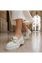 Real Leather White Luxury Buckle Detailed Very Light Comfortable Daily Women's Shoes - 9