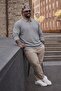 Men's Plus Size Basic Gray Zippered Sweatshirt - 4