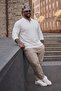 Men's Plus Size Basic White Zippered Sweatshirt - 6