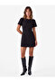 Round Neck Short Balloon Sleeve Mini Dress