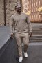 Men's Plus Size Basic Cream Zippered Sweatshirt - 4
