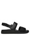 Leather Black Men's Sandals Back Strap W/ Buckle Logo