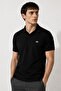 Men's Black Polo Collar T-Shirt – 100% Cotton Pique Fabric, Regular Fit, Short Sleeve Summer Model - 2